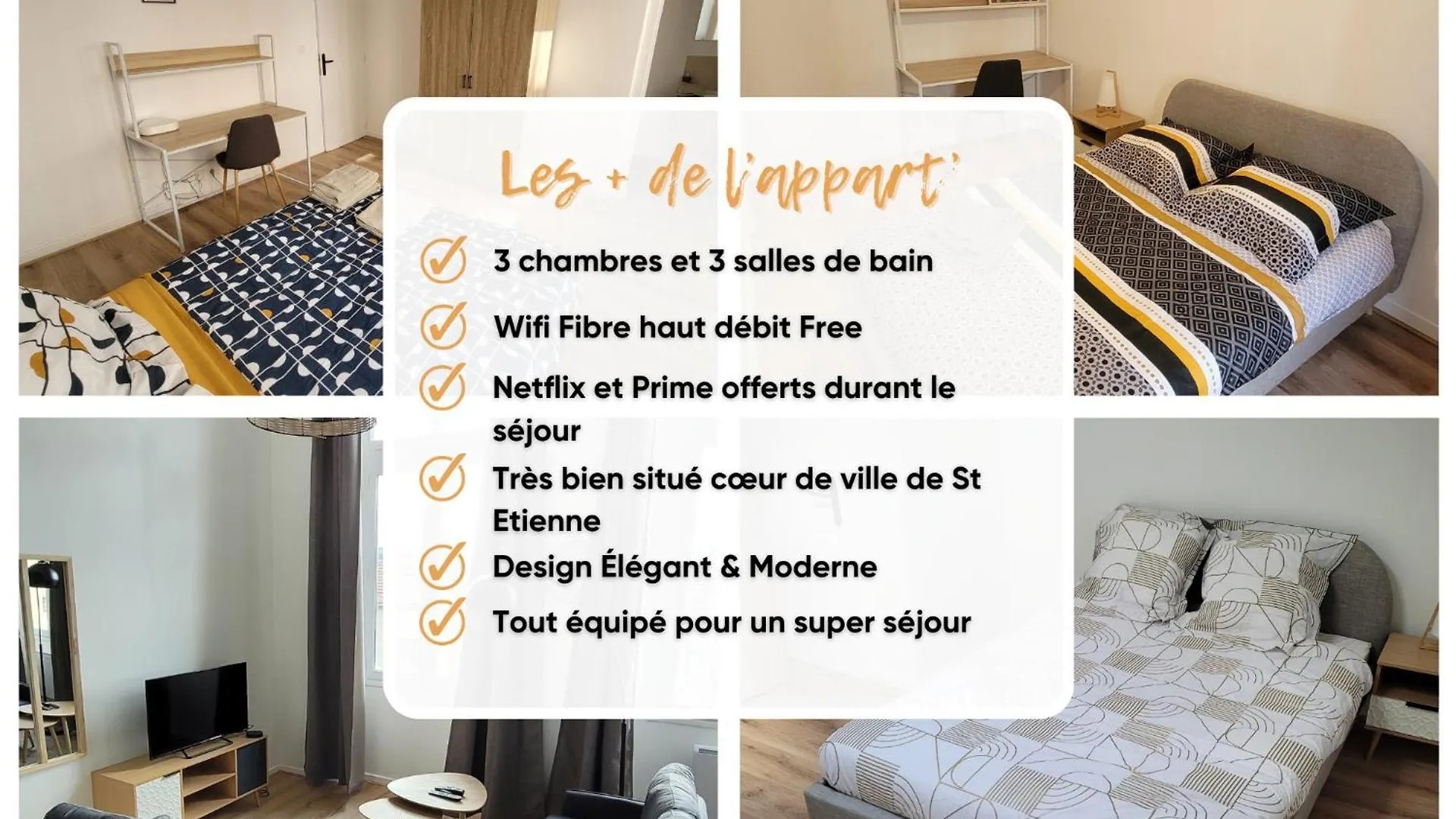 Bel Appart' 3 Chambres 3 Sdb Au Centre-Ville St Etienne Saint-Etienne  France